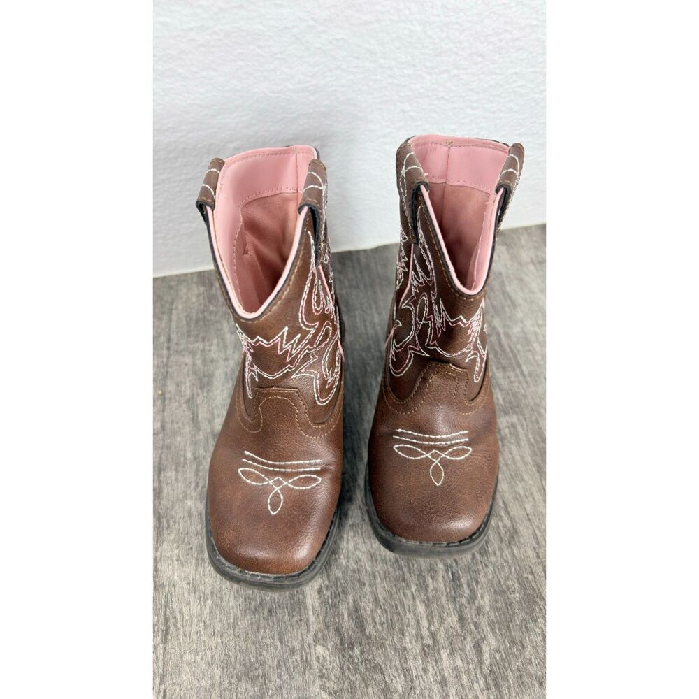 Wonder Nation Girls Toddler Western Cowgirl/boy Boots Brown Pink Size 8
